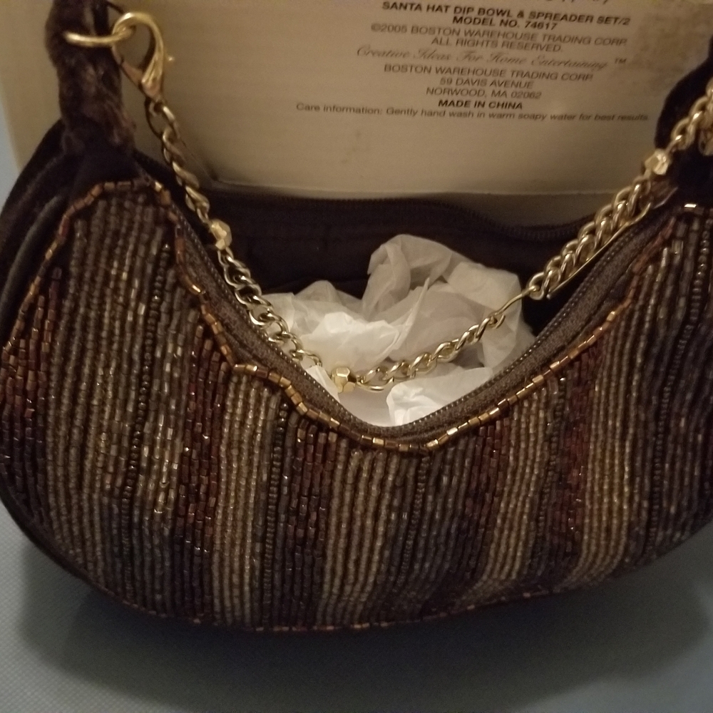 Liz Claiborne small beaded front and black velvet on back bag